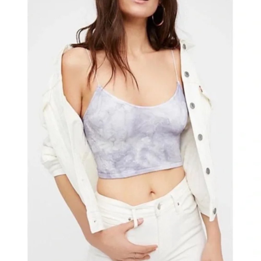 NEW Intimately Free People Skinny Strap Seamless Brami blue tie-dye M/L